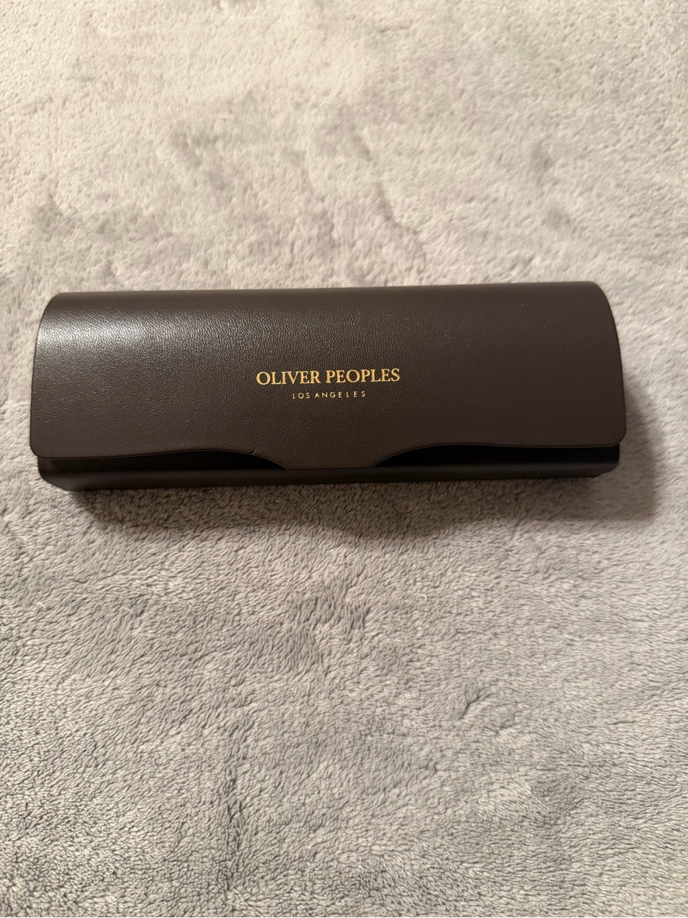 Oliver Peoples Dark Brown Leather Glasses Case Only Gold Logo Handcrafted